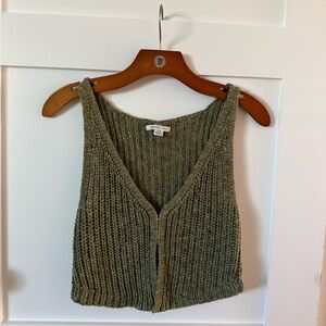 American Eagle Green Knit Crochet Style Sleeveless Tank Top